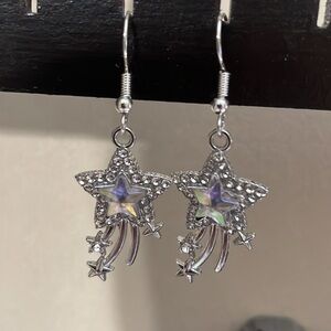 Silver Star Dangle Earrings